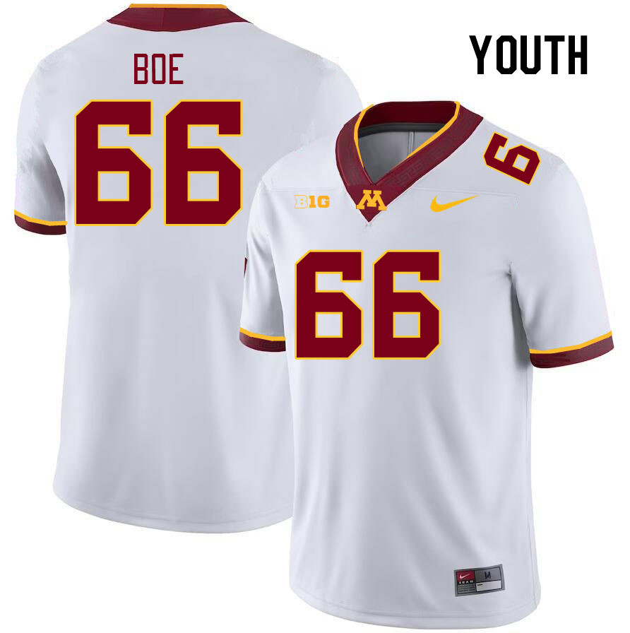 Youth #66 Nathan Boe Minnesota Golden Gophers College Football Jerseys Stitched-White - Click Image to Close